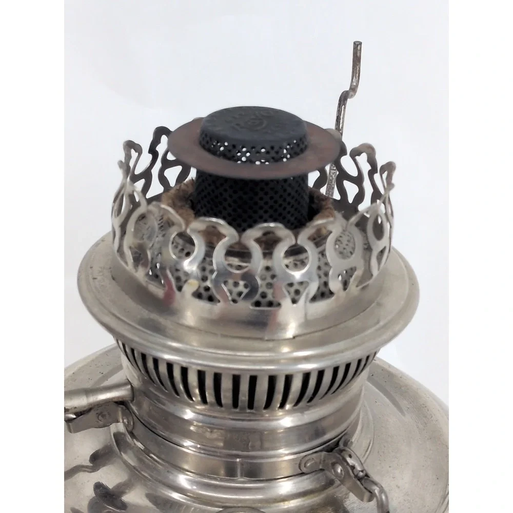 Antique Rayo Nickel Plated Kerosene Oil Lamp Center Draft